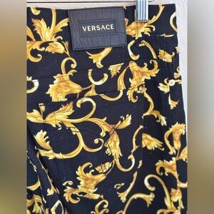 Versace Black and Gold Patterned Trousers
